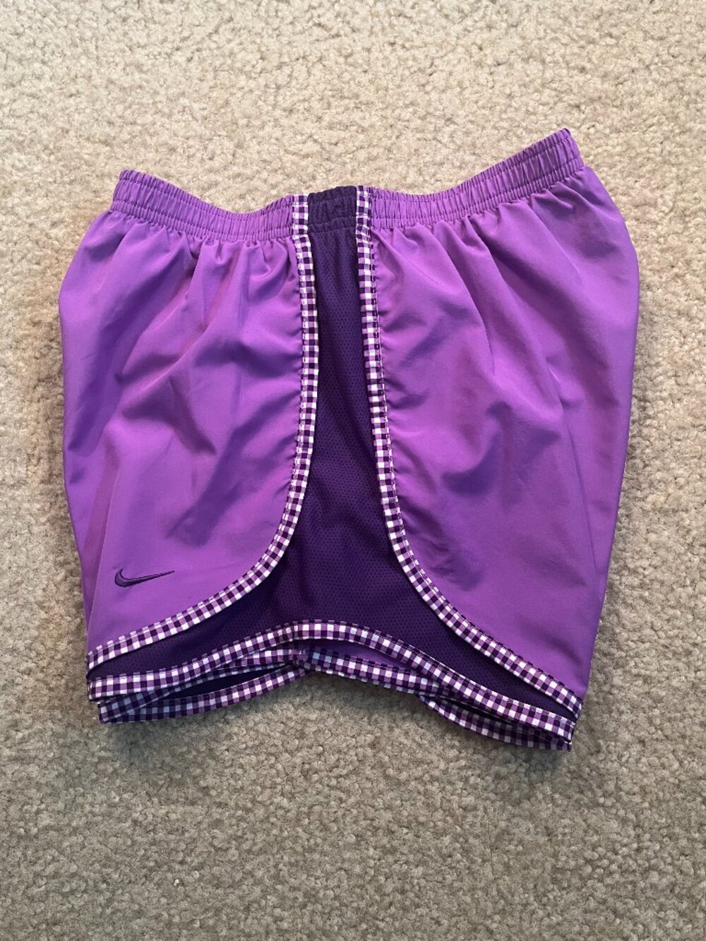 Nike Tempo Athletic Shorts • Size X-Small • Purple Gingham